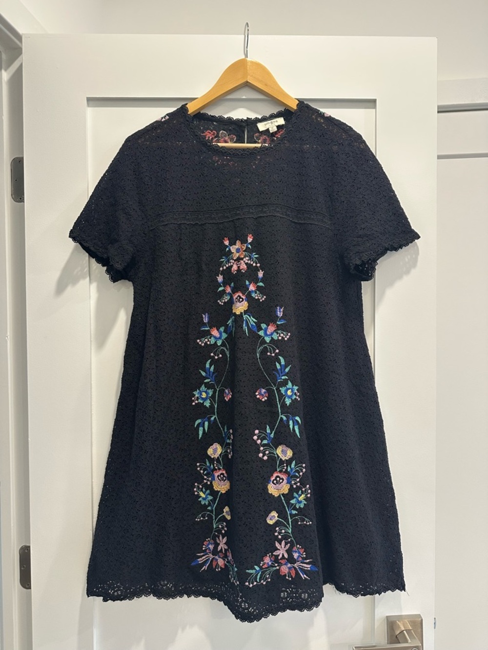 Black dress with floral embroidery